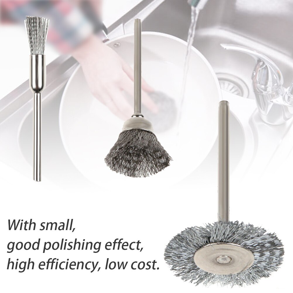 45pcs Stainless Steel Polishing Cleaning Buffing Rotary Tool Wire Brush Set Abrasive 3mm Collet Mini Cup Mix Accessories