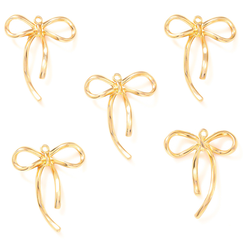 20 sztuk 5 kolorów mała kokardka węzeł Charms na bransoletkę naszyjnik wisiorek tworzenia biżuterii rękodzieło diy materiały 20*25mm N1177: Szampańskie złoto