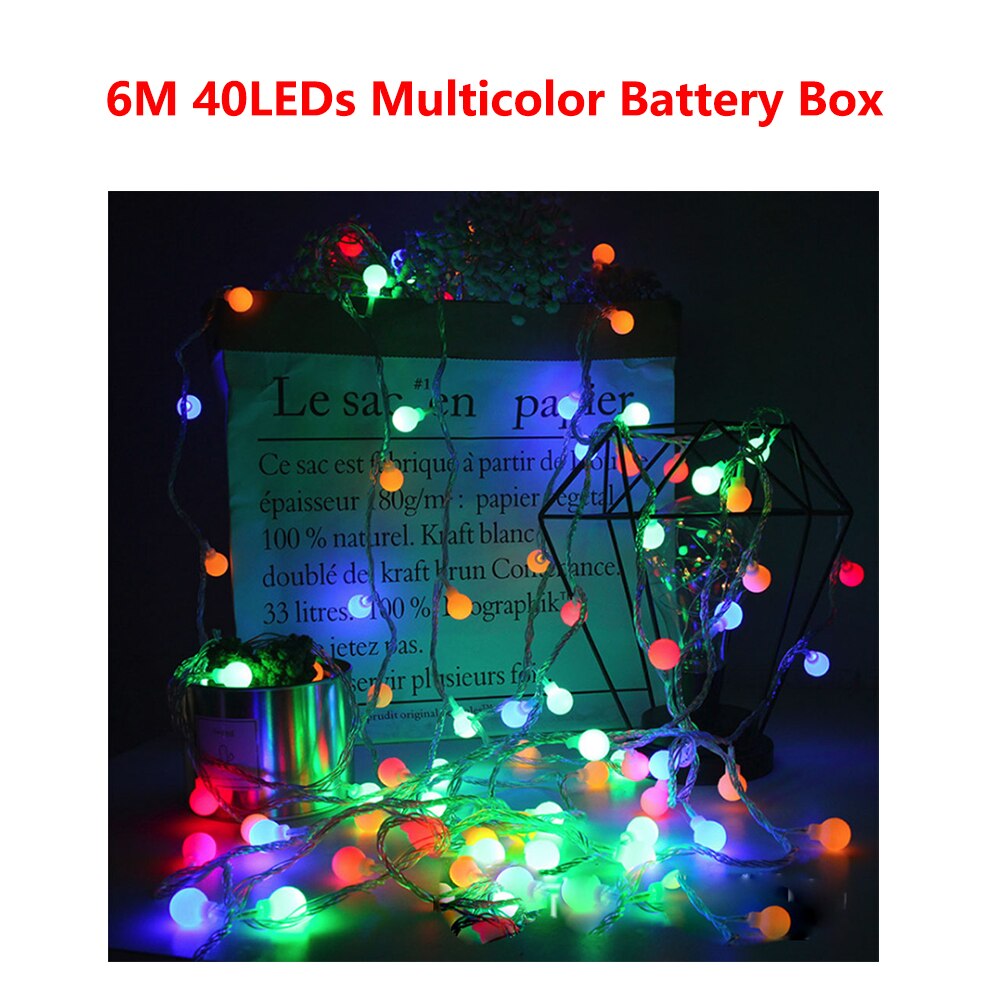 2M 6M 10M Cherry Balls LED Fairy String Lights batteria USB 220V 110V funzionamento matrimonio natale camera all'aperto decorazione ghirlanda: 6M Battery Box 2