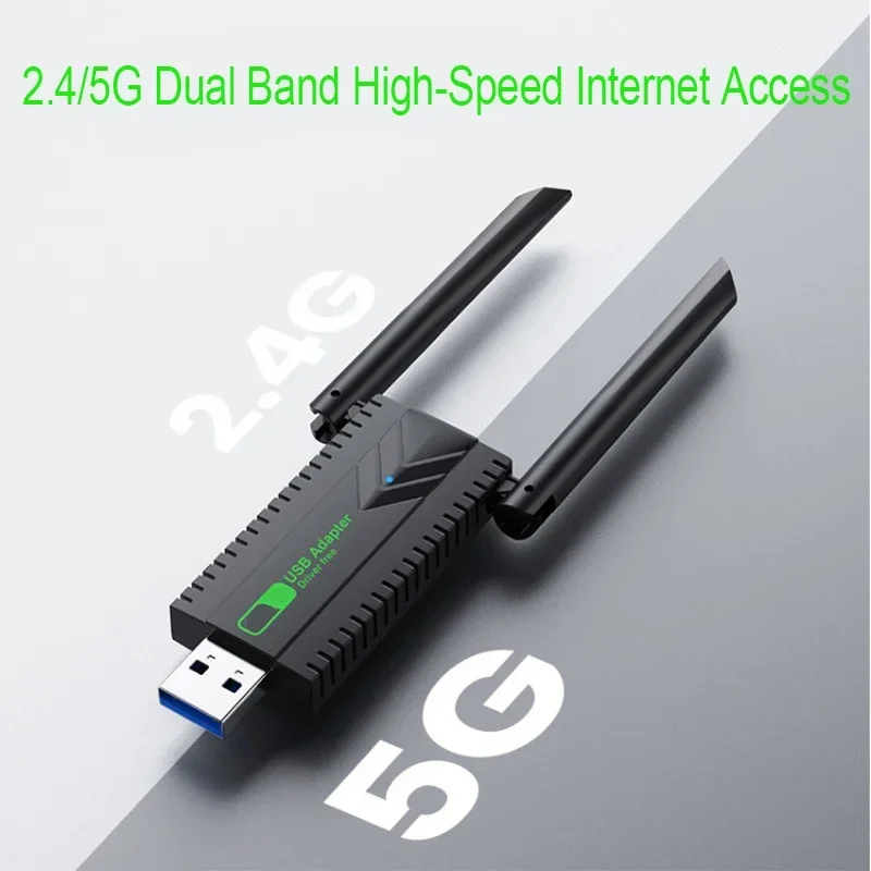 1300Mbps WiFi USB Adapter Dual Band 2.4G+5Ghz Wi-Fi Dongle 4 Antenna 802.11AC USB3.0 High-Speed Wireless Card Receiver PC/Laptop