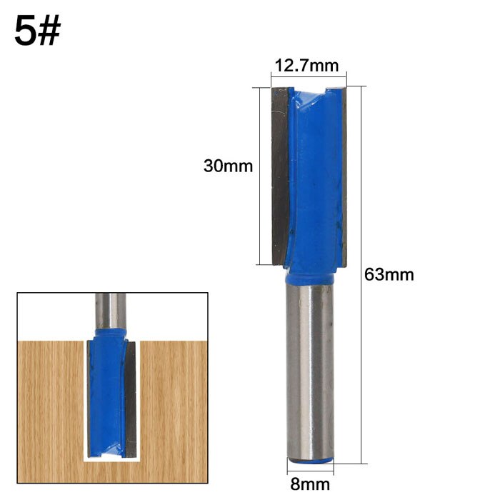 1pc 8mm Shank Straight Long Blade Flush Trim Wood Router Bit Industrial Grade Two Flute Woodworking Milling Cutter: NO 5