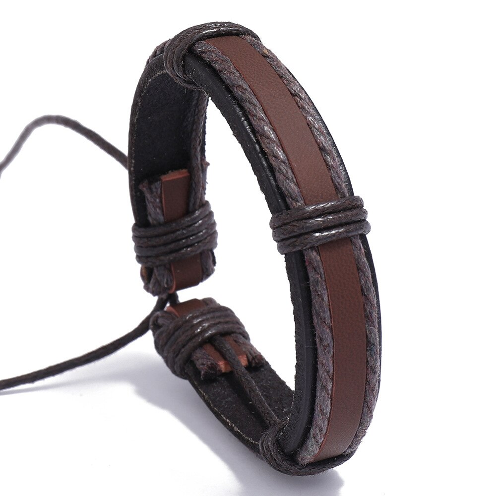 Jahrgang Schwarz Leder Charme Armbinde Männer Einstellbare Punk Geflochtene Armbinde Homme Schmuck: 11