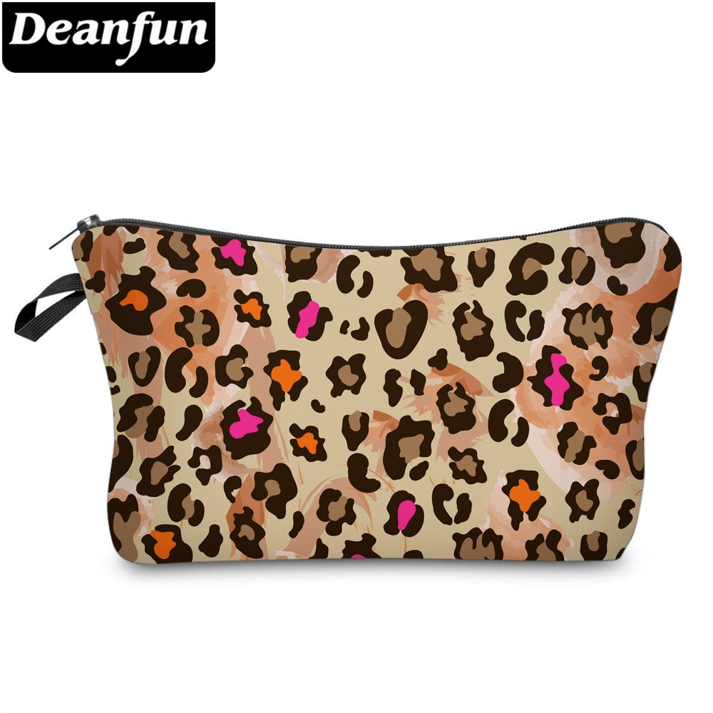 Deanfun Geel Luipaard 3D Afdrukken Kleine Cosmetische Bag Stijlvolle Zachte Schattige Wasbaar Opbergtas Make-Up Reistas 51658