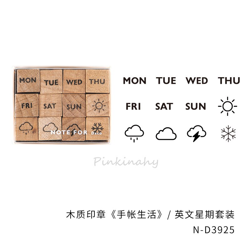 Retro Stamps Month/Week Plan Calendar decoration stamp wooden rubber stamps scrapbooking stationery DIY craft standard Stamp