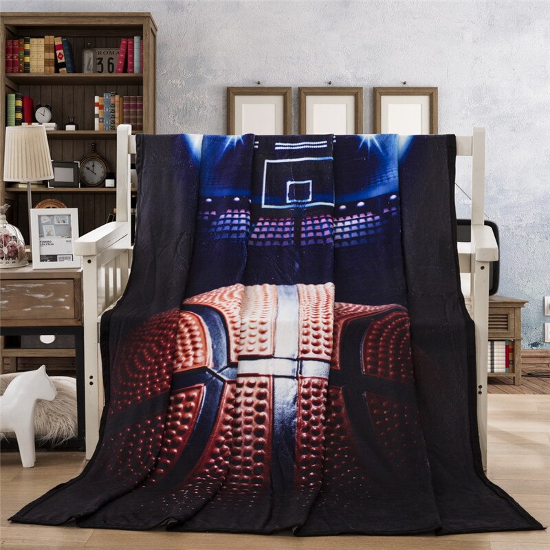 3D Sport Bal Cool Dekens Basketbal Voetbal Baseball Gitaar Flanel Bed Sofa Gooi Dekens Voor Tiener Jongens Beddengoed: basketball court