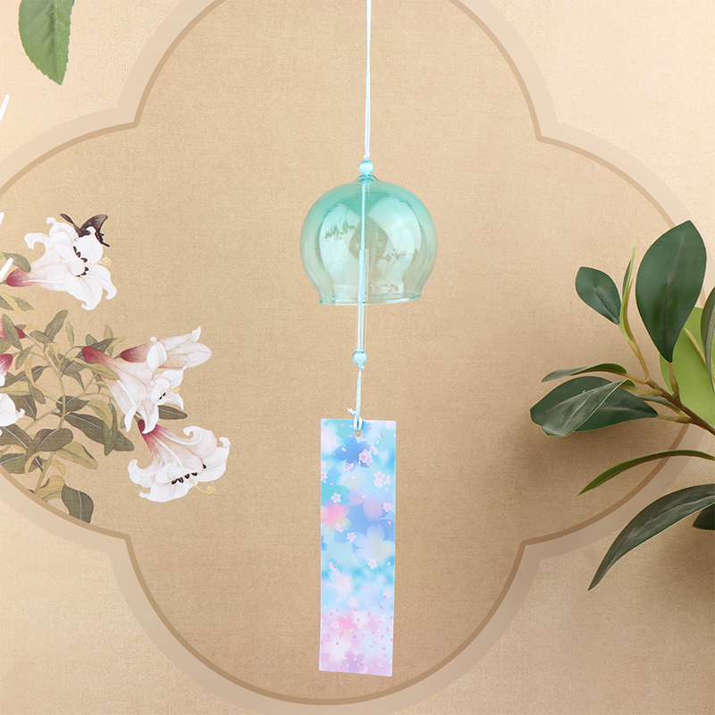 Campana del vento giapponese campanelli eolici giapponesi fatti a mano in vetro Furin decorazioni per la casa Spa Kitchen Office Decor Sakura Cherry Blossom Pattern: Marrone