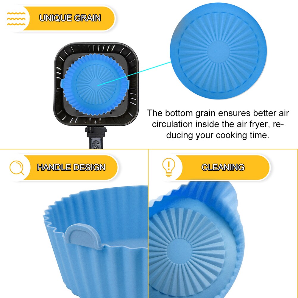 Silicone Pot For Airfryer Reusable Air Fryer Accessorie Baking Basket Pizza Plate Grill Pot Kitchen Cake Cooking Baking Tool