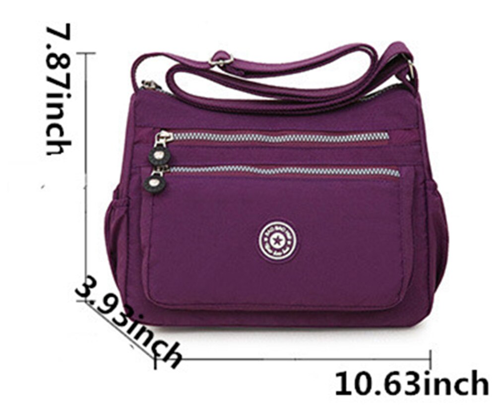 Multi Pocket Handbag Waterproof Nylon Shoulder Bags Zipper Large Capacity Travel Female Crossbody Bags Female Multilayer