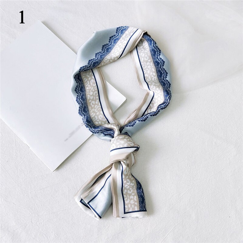 Women Neck Scarf Diy Hair Tie Hairbands Euro Style Skinny Wristband Narrow Long Striped Scarves Handbag Ribbon: 1
