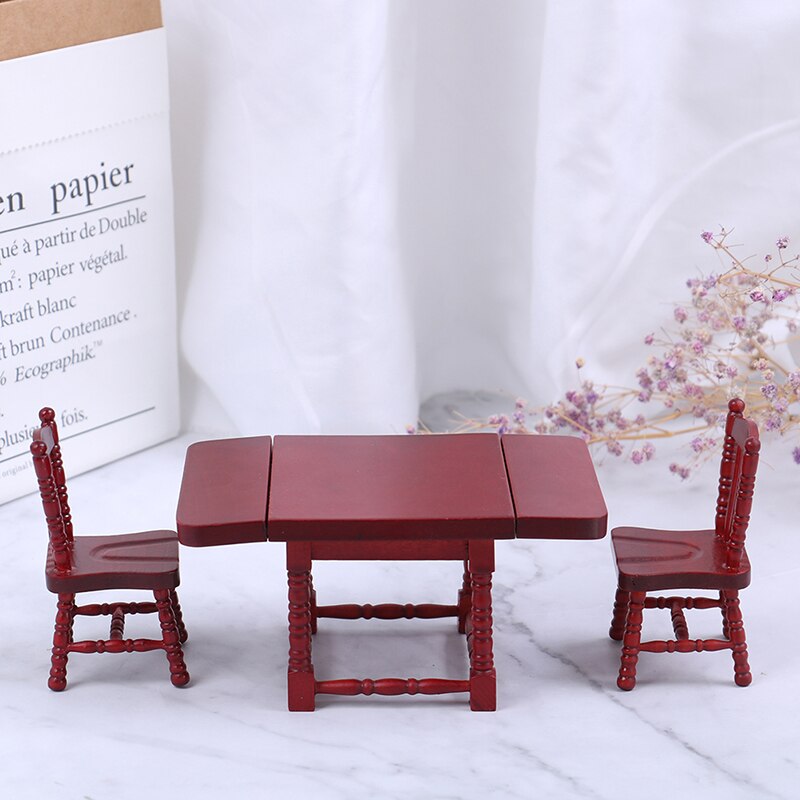 1 sæt 1:12 dukkehus miniature folde spisebord stol dukkehus træ møbler legetøj