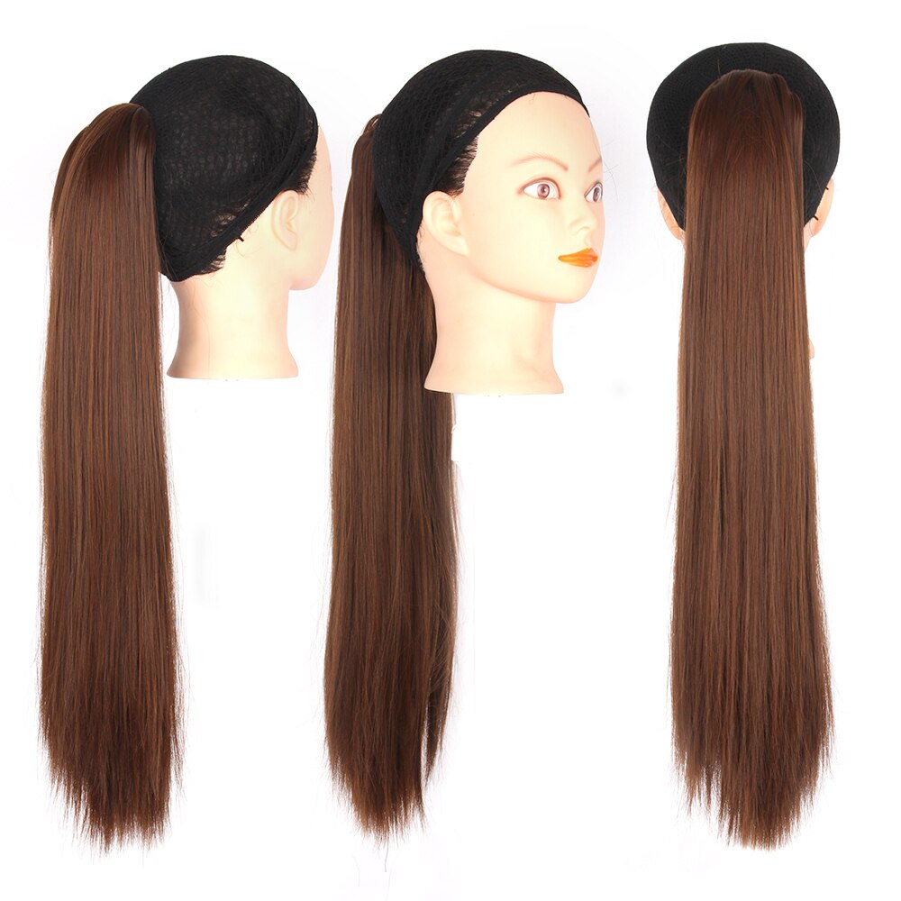 Straight Ponytail Synthtic Hair Extension Natural Color Drawstring Ponytail Soft Hair Bun Chignon Clip in Hair Tail For Women