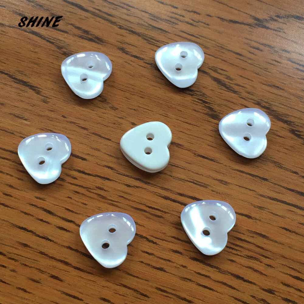 Shine Resin Naaien Knoppen Scrapbooking Hart Parel Twee Gaten 11.5Mm 50Pcs Costura Botones Versieren Bottoni Botões