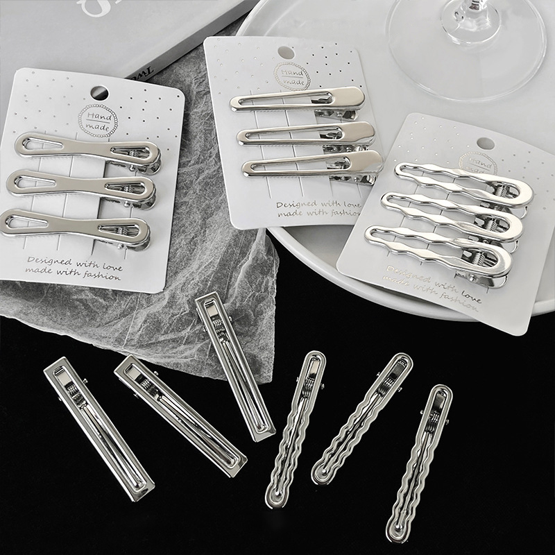 Juego de pinzas para el pelo huecas de Metal Y2K para mujer, Clip de pico de pato de temperamento Simple, accesorios para el cabello para viajes diarios, y dulce