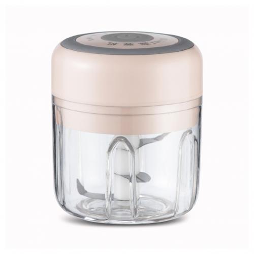 Picador de alho elétrico portátil de 250ml, mini picador de legumes, aço inoxidável, carregamento usb para moer alho, pimenta, carne: Rosa