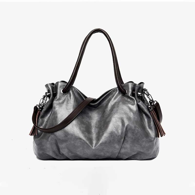 AMELIE GALANTI bolsas grandes europeas y americanas bolso de borla retro bolso de mujer de Ambiente de bolso de mano bolsas para mujeres: Gris