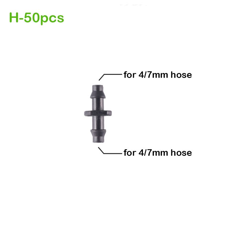 50pcs Garden Irrigation Connectors Barbed Single Double Tee Elbow Drip Arrow Cross Coupling Watering Fitting For 4/7mm Hose: H