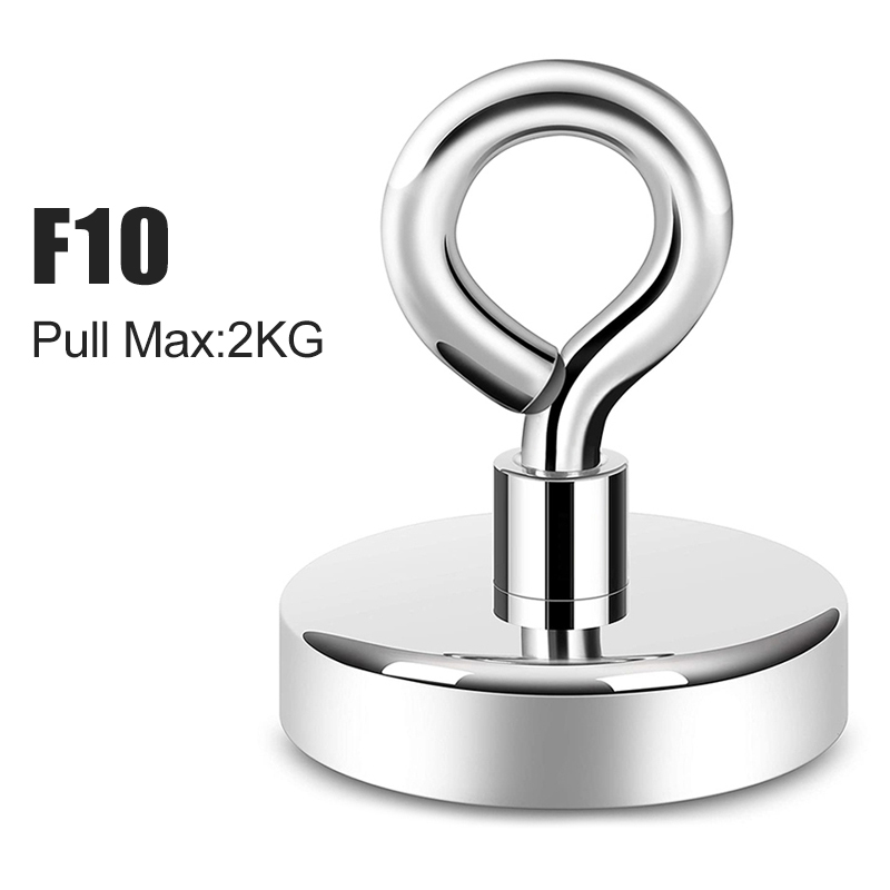 1Pc Super Sterke Neodymium Magneet Pot Vissen Salvage Magneten Neodymium Ronde Krachtige Magnetische Haak Zee Vissen Magneet Zoeker: F10 Pull Max 2KG