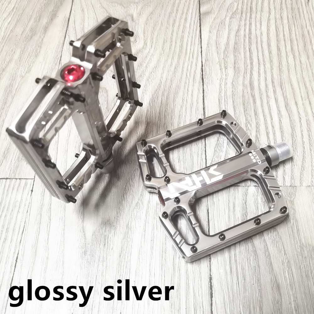 Pedales de bicicleta de montaña Pedales lubricados anchos de aleación de aluminio con 3 rodamientos Pedal antideslizante para ciclismo, pedal de bicicleta de carretera: Naranja