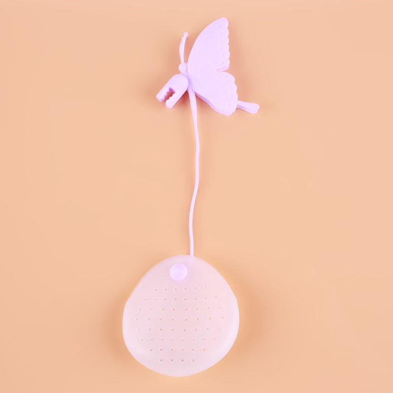 Tea Infuser Butterfly Tea Bag Strainer Loose Leaf Maker Bag Strainer Coffee Spice Colorful Filter Kitchen Tool: purple