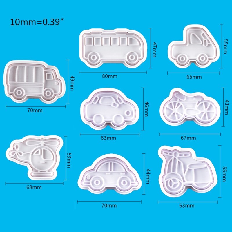 8 st cykel bil mönster plast bakform kök kex kakform bakverk kolv 3d tårt dekoration