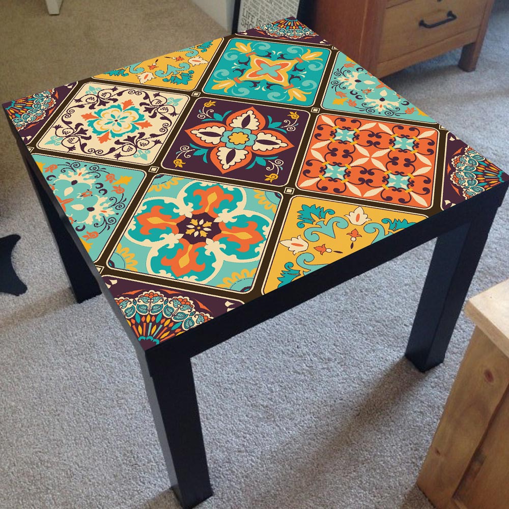 European decorative tiles ancient rhyme pattern LACK living room desktop stickers desk renovation wallpaper stickers