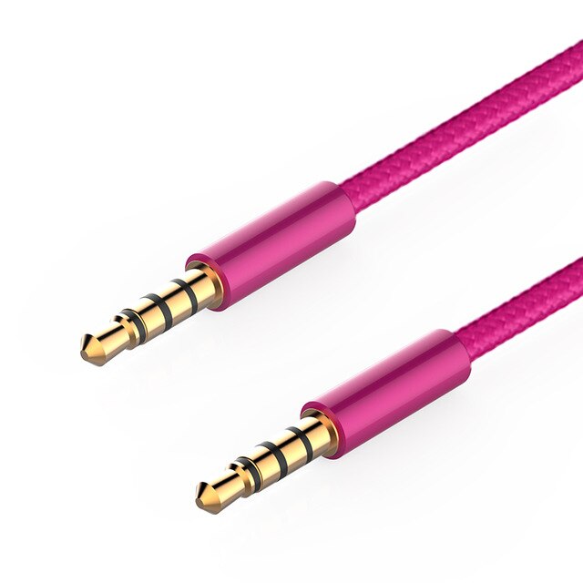 JianHan Audio AUX Cable 3.5mm Jack Speaker Cable 4 Poles Nylon Braided Headphones AUX Extension Cable for Microphone Car MP3 MP4: Czerwony / 2 m
