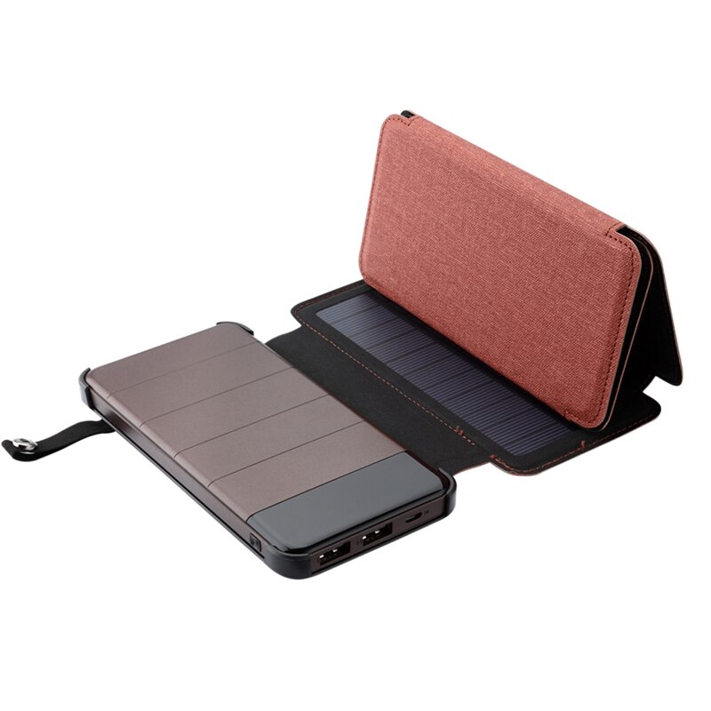 Outdoor Portable Folding Foldable Waterproof Solar Panel Charger Mobile Power Bank 10000mAh Dual USB Port for Cellphone Battery: 4 Red Panel
