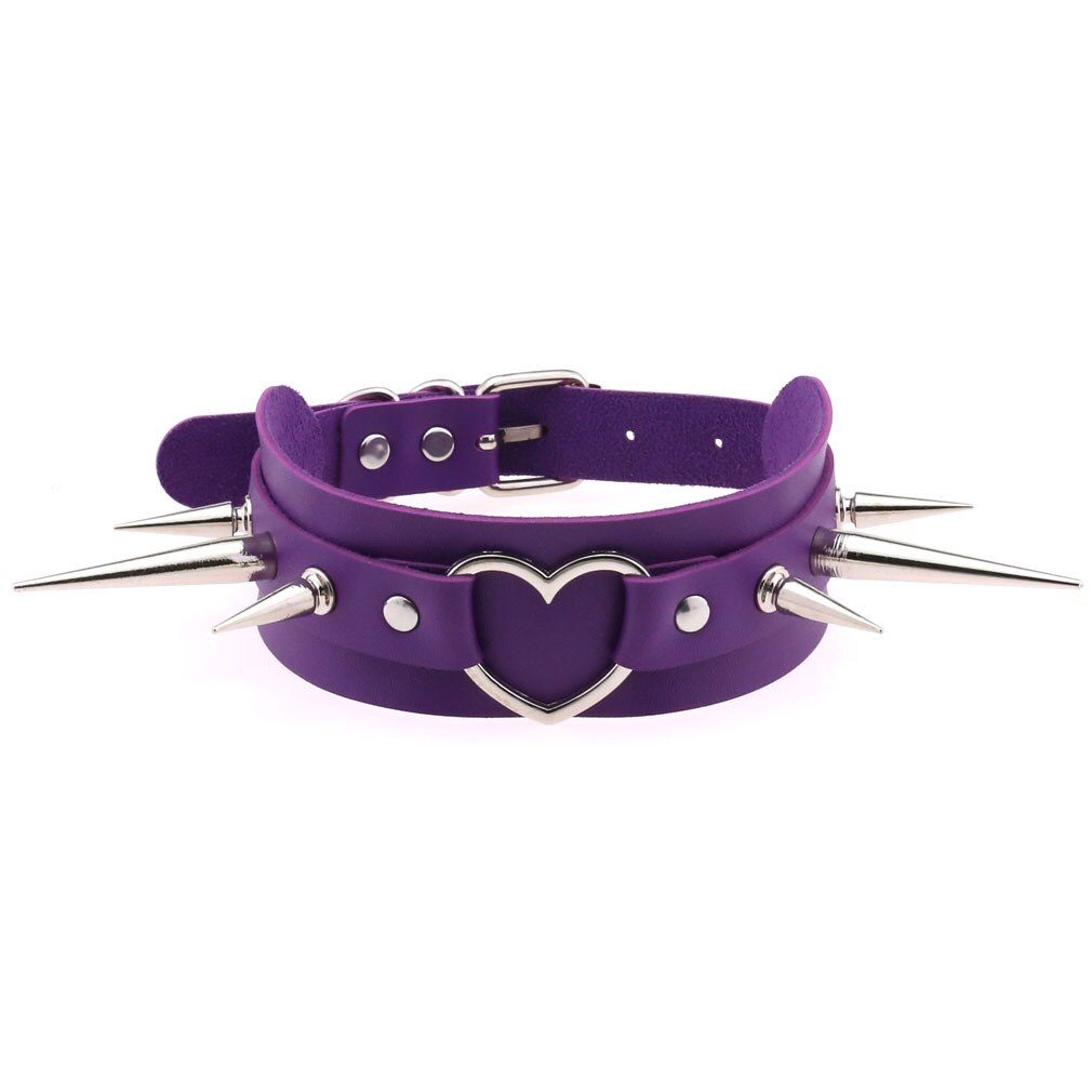 Punk Spike Kraag Lederen Harnas Choker Ketting voor Vrouwen Party Club