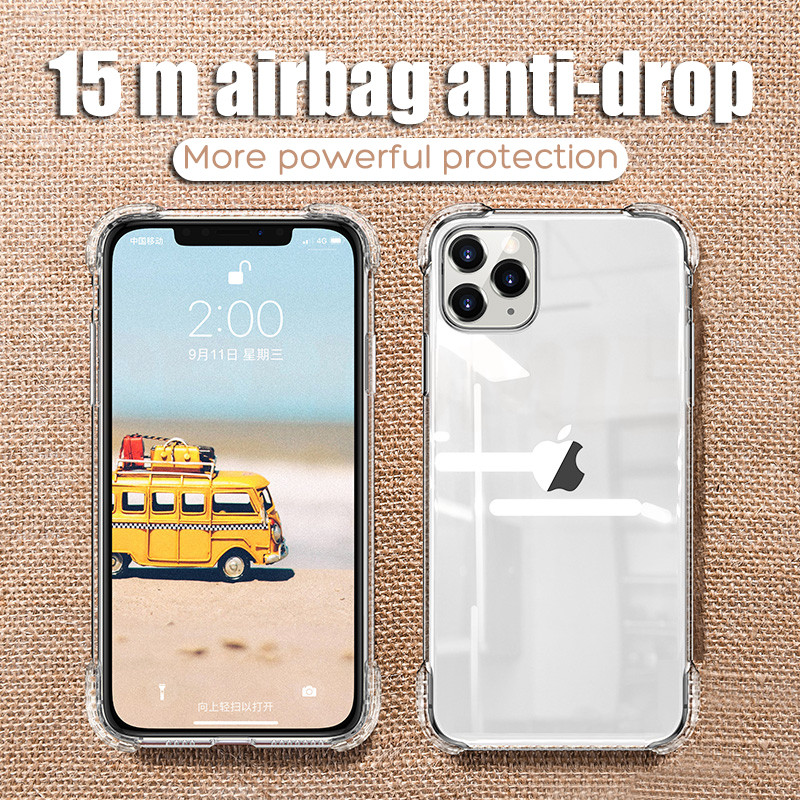 Lujosa carcasa de silicona a prueba de golpes para iPhone 11 Pro X XR XS MAX 6 6s 7 8 Plus, funda protectora transparente