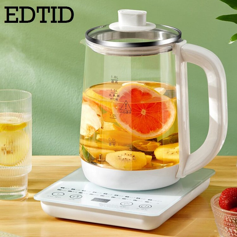 Multifunction Electric Kettle 1.8L Mini Glass Health Pot Stew Porridge Slow Cooker Heater Water Heating Insulation Kettle