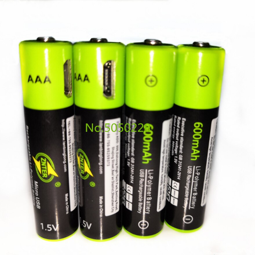 ZNTER 1,5 V AAA akku 600mAh USB aufladbare Lithium-Polymer batterie schnelle Ladung über Mikro USB kabel
