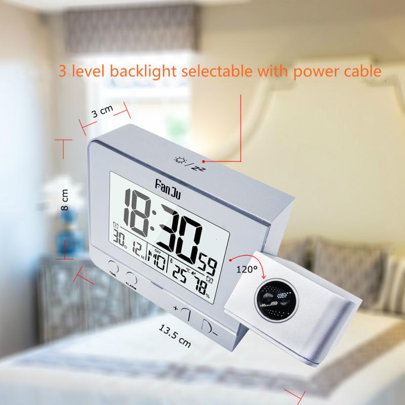 Fanju FJ3531 Projection Alarm Clock Digital Date Snooze Function Backlight Rotatable Wake Up Projector Multifunctional Led Clock