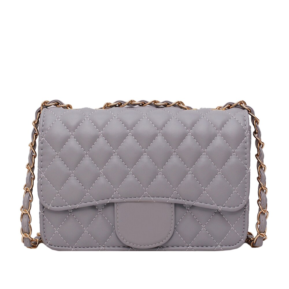 Bag female mini bag ins super fire shoulder messenger bag small fragrant rhombus chain bag: Gray(GG)