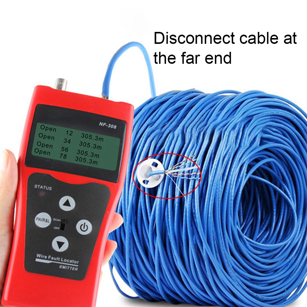 NF-308 Measure Network LAN Cable Length Cable Continuity Test Wire Tracker RJ45 RJ11 Ethernet Cable Tester