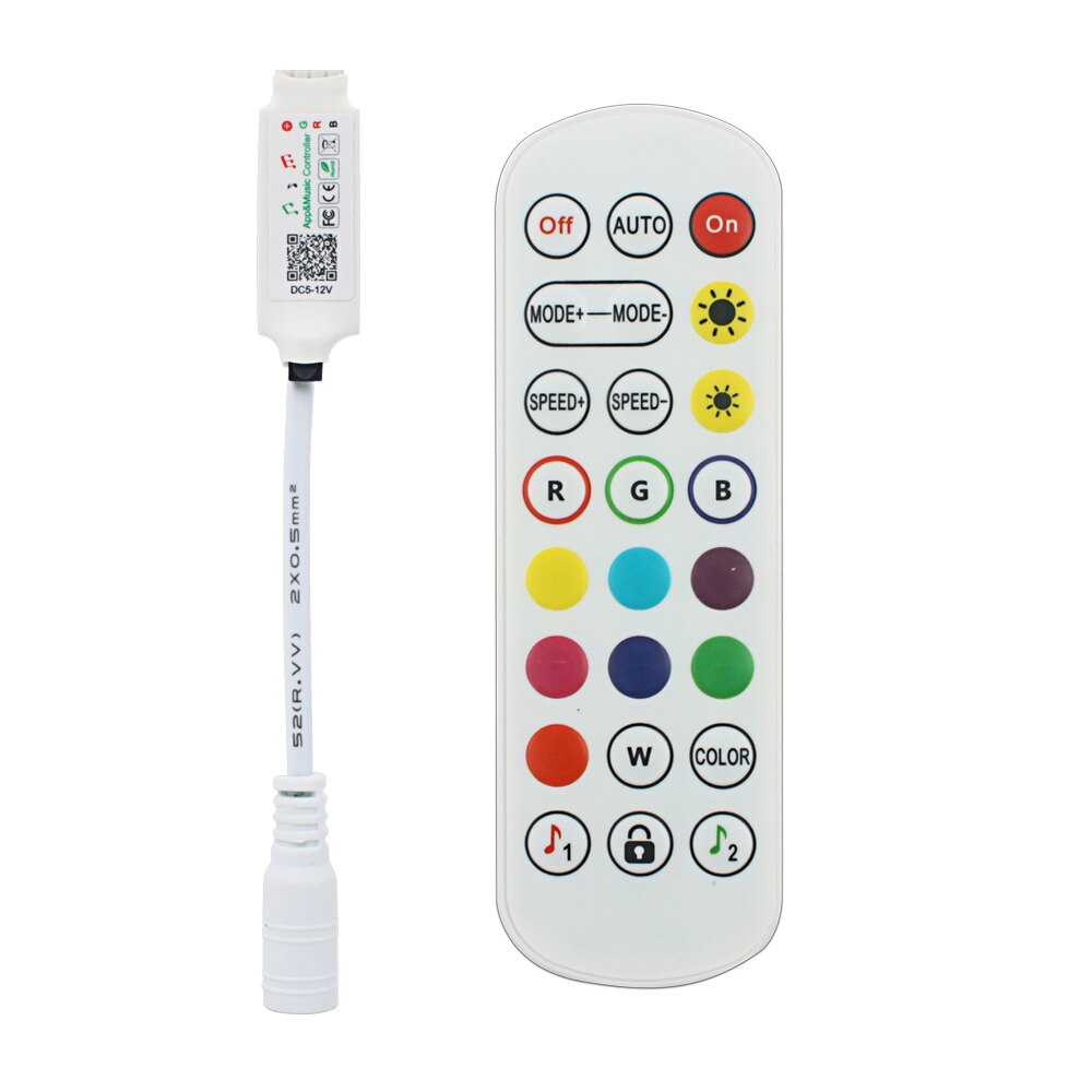 Bluetooth Led Strip Controller Met Ir 40 Sleutels Voor 3528 5050 Rgb Alexa Remore Voice App Led Light Strip Controller DC5V-24V: mini with IR 24key