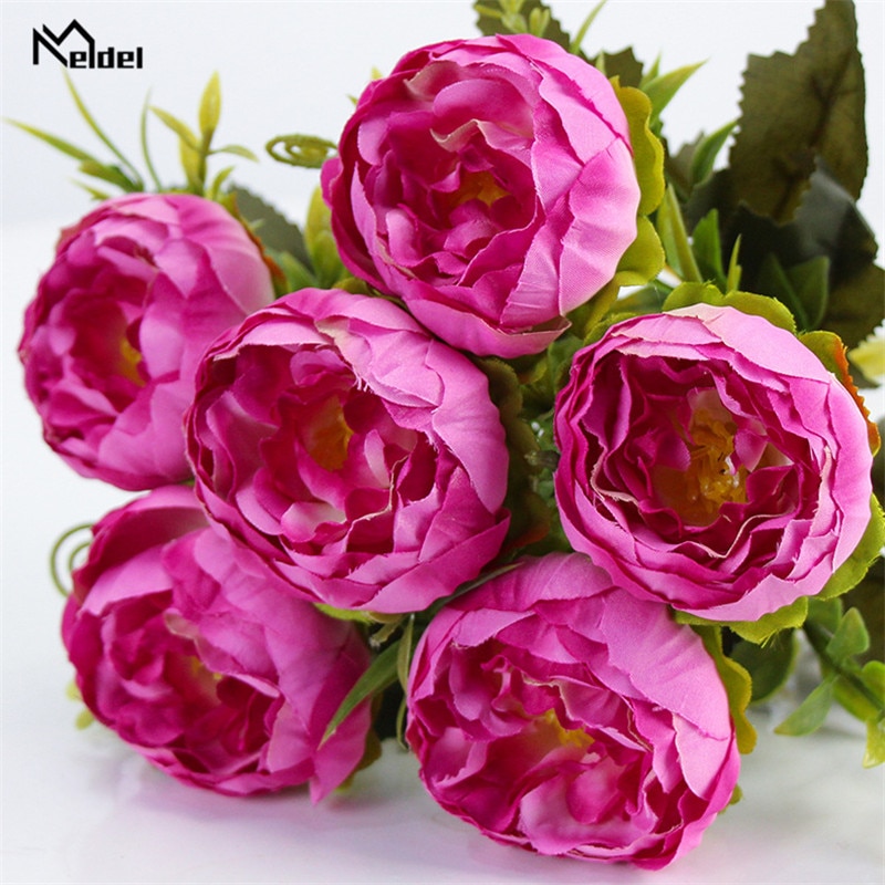 6 Heads Grote Zijde Peonie Bloemen Boeket Kunstbloemen Pioen Bruidsboeket Bruiloft Decor Voor Home Garden Hotel Faux Flores