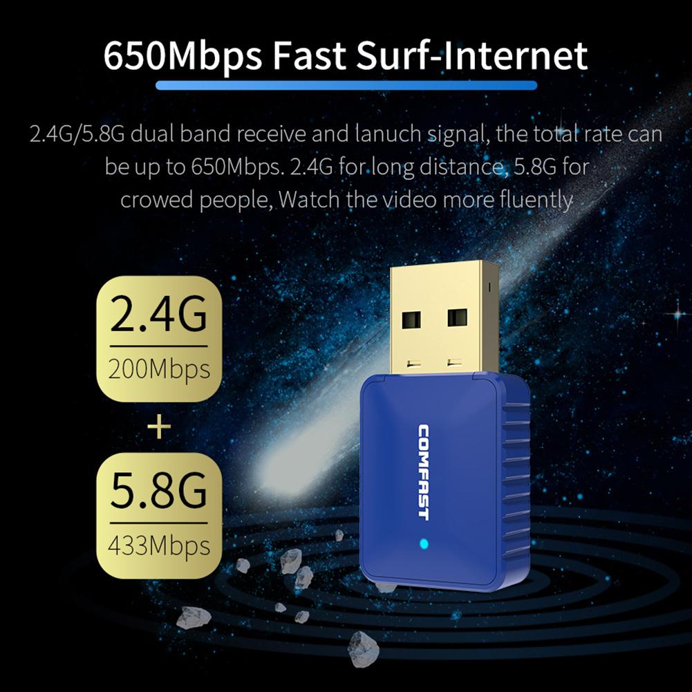 Comfast CF-726B bluetooth 4.2 dupla freqüência 650m wifi + adaptador de placa rede sem fio bluetooth 2 em 1 placa de rede sem fio