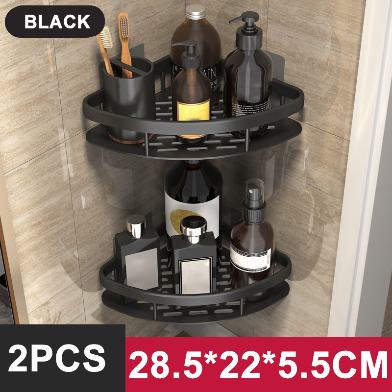 Keukenopslag badkamerplanken Organisator Aluminium Doucheplank Accessoires Shampoo Rek multi-scenario Geen boorplank: Blauw