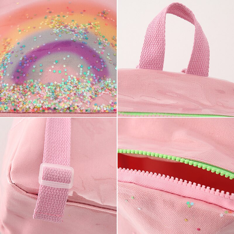Sac à dos arc-en-ciel pour filles, joli sac à bandoulière d'école avec paillettes brillantes, sac de jour pour enfants