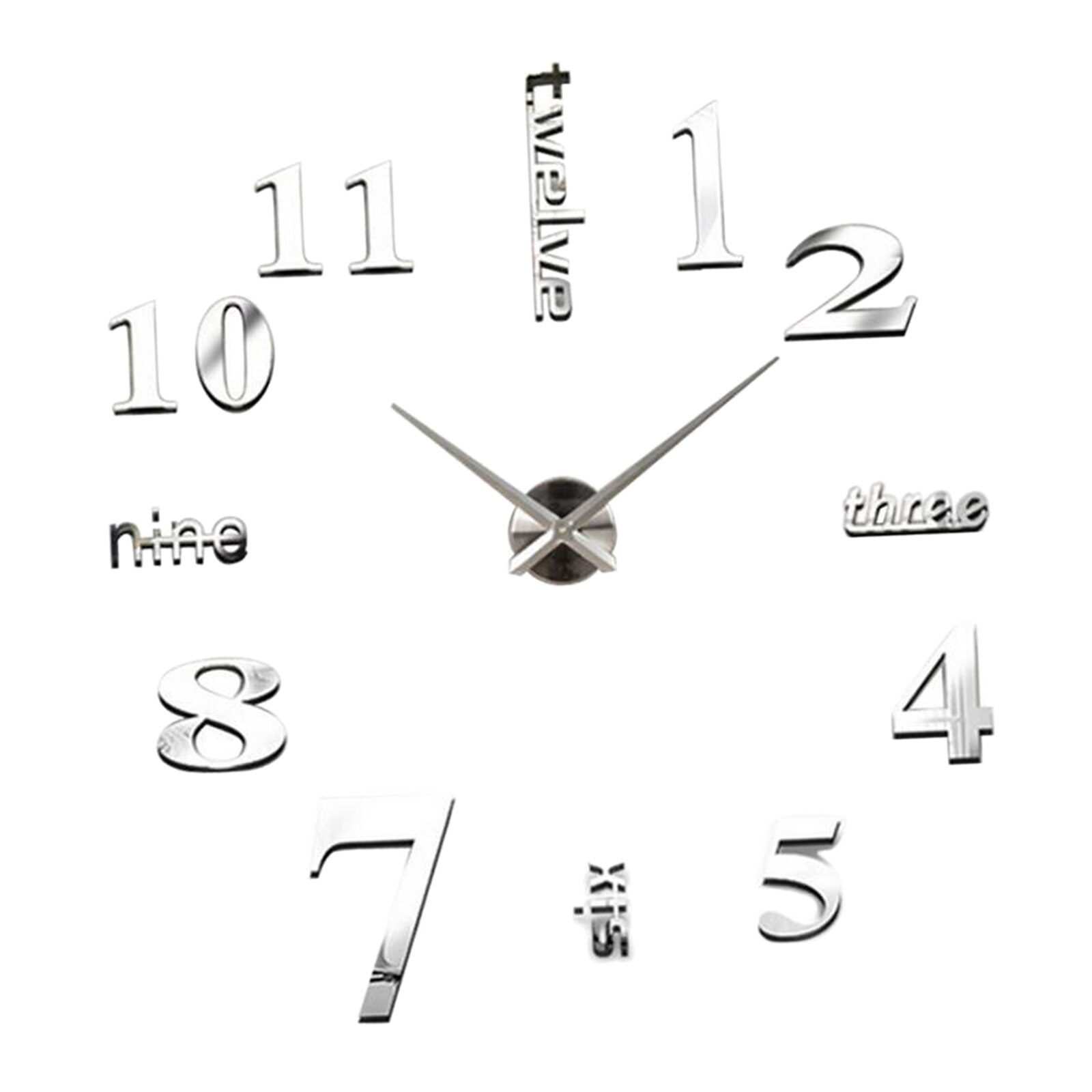 3D DIY Wall Clock Sticker Decor Mirror Frameless Large Quartz Wall Clock Kits for Home Living Room Office Bedroom Decoration