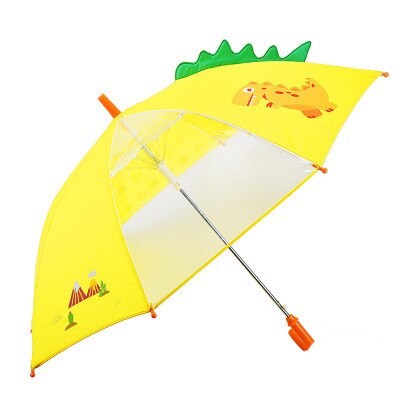 YADA-paraguas semiautomático para niños, sombrilla plegable transparente con patrón de dinosaurio encantador, para lluvia, ,: YD200131YE