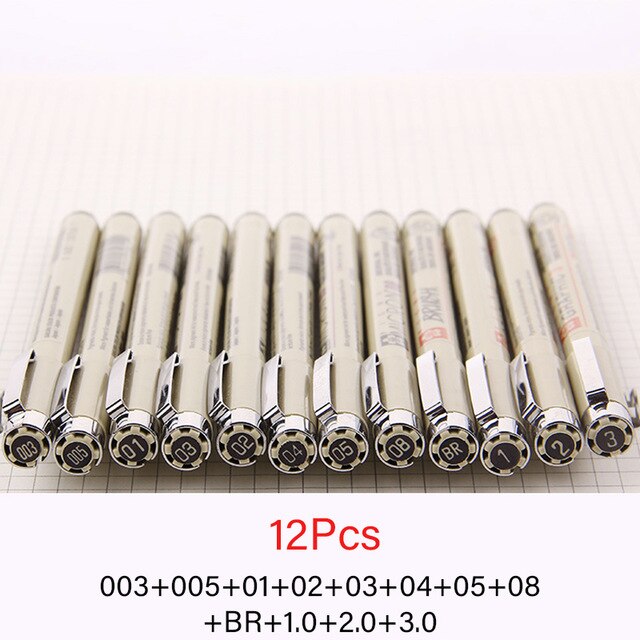 8/11/12 st sakura pigma micron konstmärken pennor för att rita vattentät nål krok linje skiss borste penna papperstillbehör: 12 st