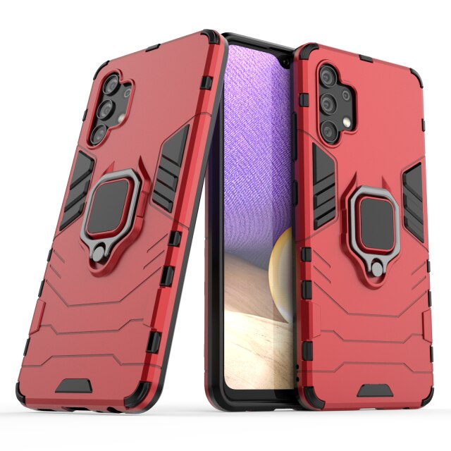 Soporte de Metal a prueba de golpes para Galaxy A32, 5G, armadura de anillo para Samsung Galaxy A32 4G SM-A325F Couqe: For Galaxy A32 4G / Red