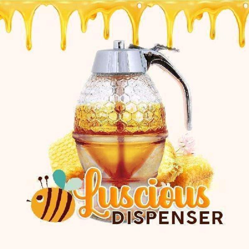 Honey Syrup Dispenser No Drip Acrylic Maple Honey Pot Glass Comb Shaped Jar for Sugar Sauces Condiments Containers Pourer Holder