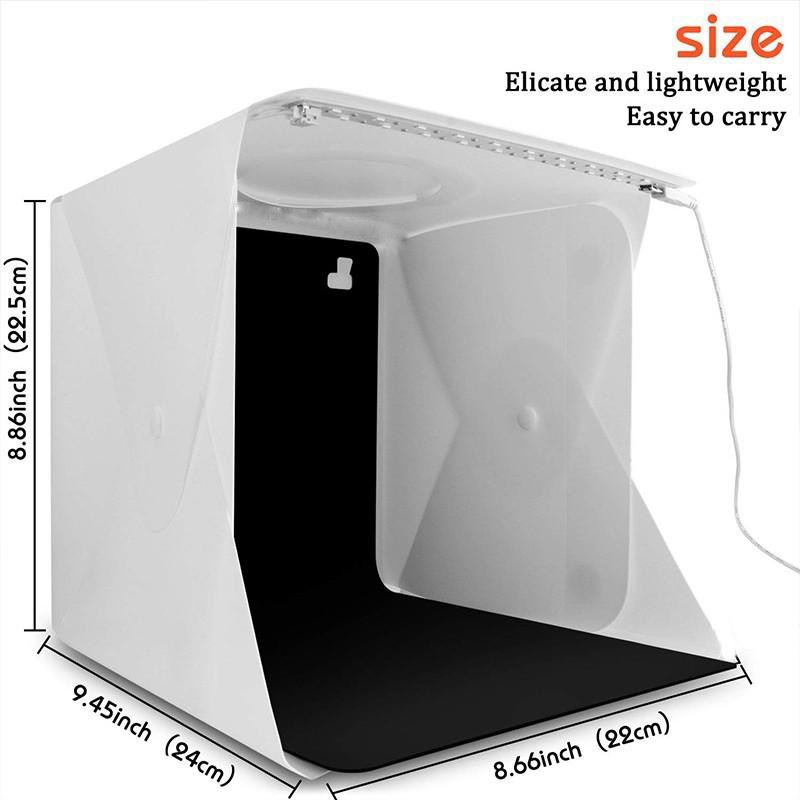 Fotografia dobrável lightbox photo studio softbox led luz kit caixa de tiro com 2 fundo para dslr câmera telefone inteligente