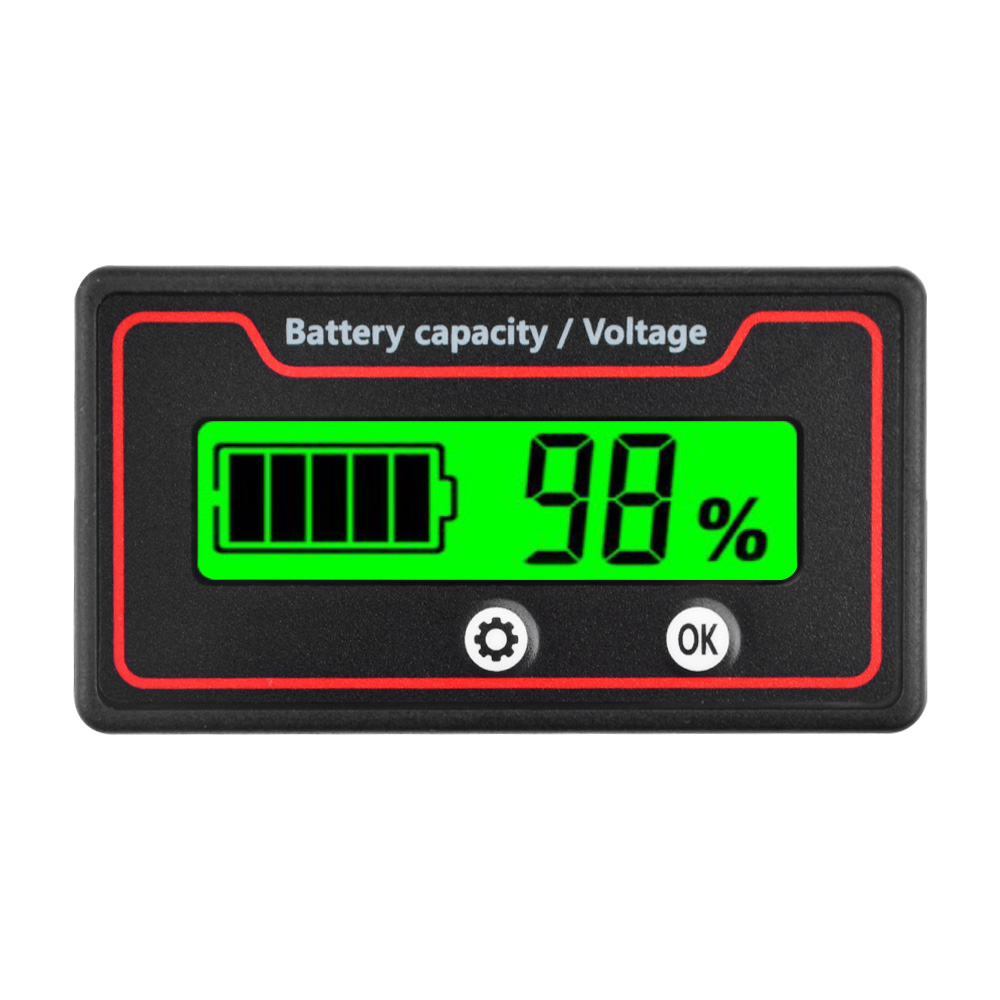 Batteriekapazitätsanzeige DC 9V-100V Batteriemessgerät 12V 24V 48V Batterieleistungsprozentsatz Spannungsanzeige Messgerät Anzeige