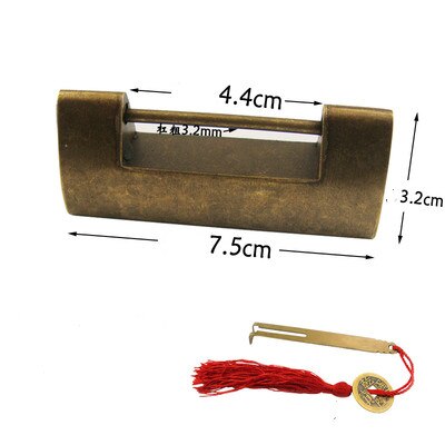 Lucchetto a scatto in ottone cinese liscio scatola di legno porta dell'armadio lucchetto antico lucchetto con chiave gioielli confezione regalo lucchetto in rame bronzo: 6