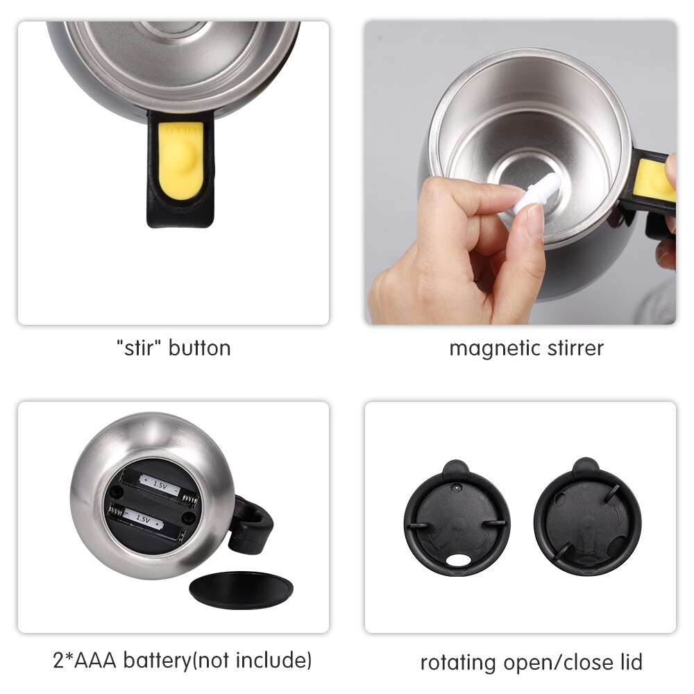 400ml Automatic Self Stirring Mug Coffee Milk Mixing Mug Stainless Steel Thermal Cup Electric Double Insulated Smart Cup