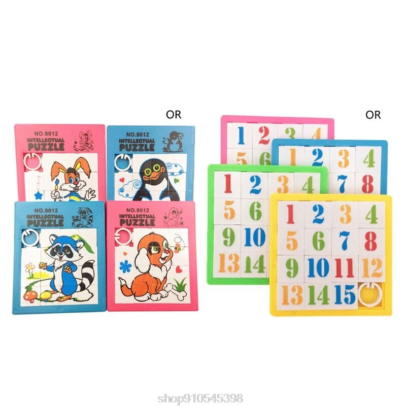 Plastic Sliding Puzzel Spel Leuke Cartoon Dier Numbers Kids Kinderen Leren Onderwijs Speelgoed O24 20