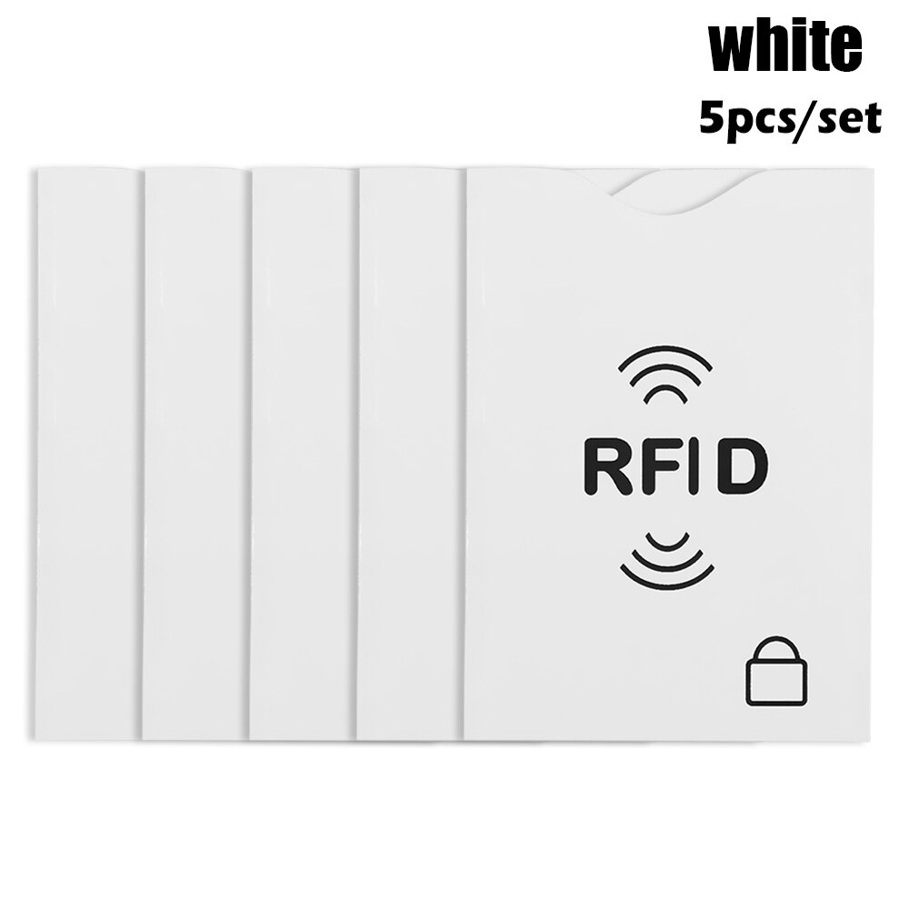 5Pcs Anti RFID Blocco della carta di lettore di Schede di Serratura del Supporto di Carta di IDENTIFICAZIONE della Carta di Credito di Caso Della Protezione di Alluminio del Metallo Intelligente Anti-furto supporto di Carta di credito: B-White